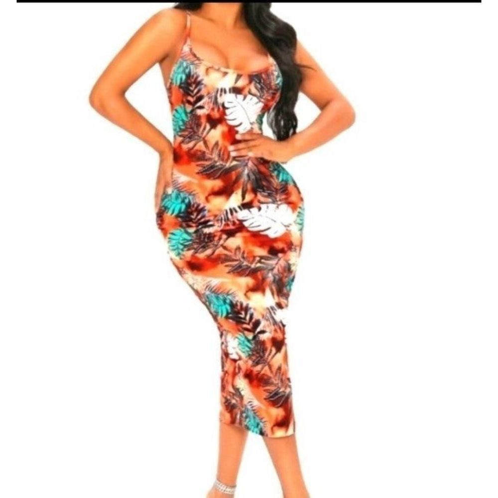 Ladies Breath taking Tropical Maxi Dress sz xl